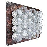 Gneiss Spice DIY Wall Hanging Magnetic Spice Rack (24 Small Jars, Silver Lids, 12x15 Rustic Plate)