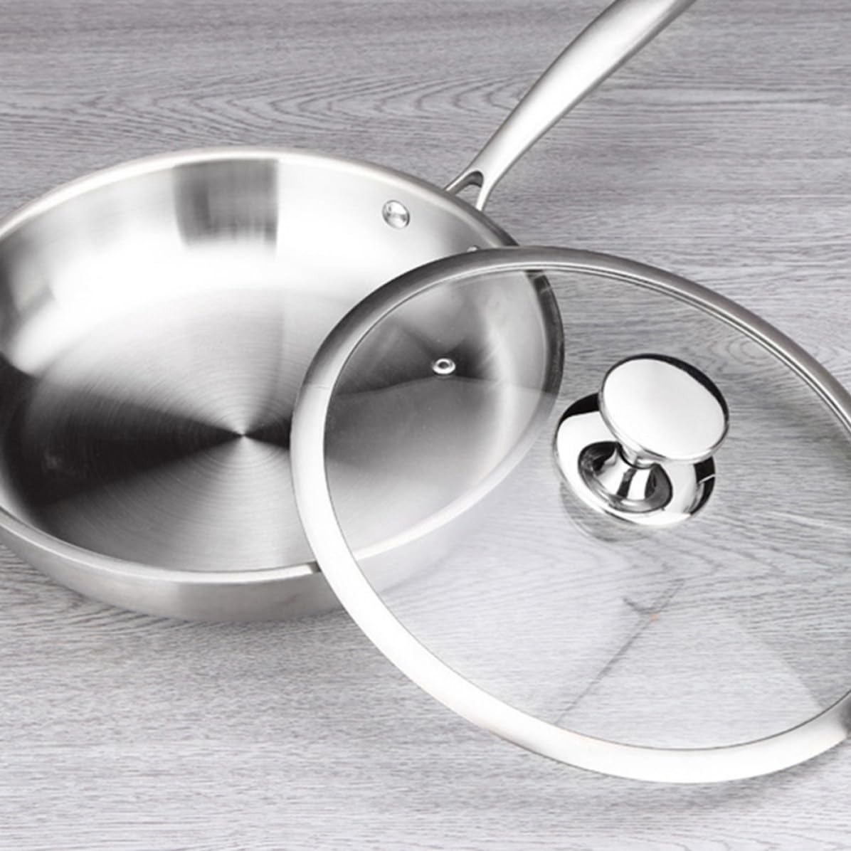Sartén de Acero Inoxidable 304 Plata para Cocina y Estufa Eléctrica