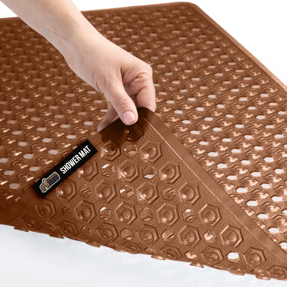 Gorilla Grip Bathroom Mat (Brown, Vinyl, 35 x 16 Inches)