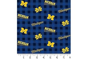 University of Michigan Cotton Fabric, Buffalo Plaid Design, Newest Pattern, Sold By the Yard
