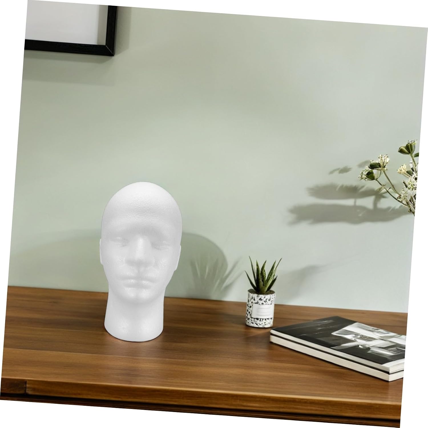 2pcs Male Foam Mannequin Head 28cm White Wig Display Stand for Hats Scarves Eyewear Retail Cosmetic Training Barbershop Use