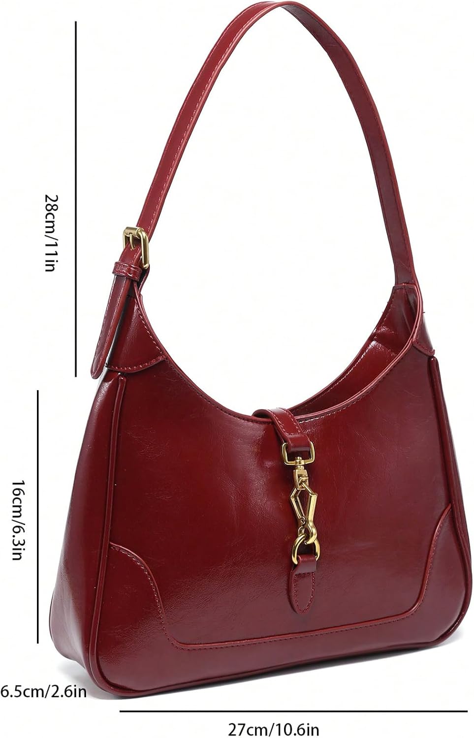 Vintage Hobo Shoulder Bag for Women Genuine Leather Clasp Purse with Adjustable Strap for Everyday Outfits