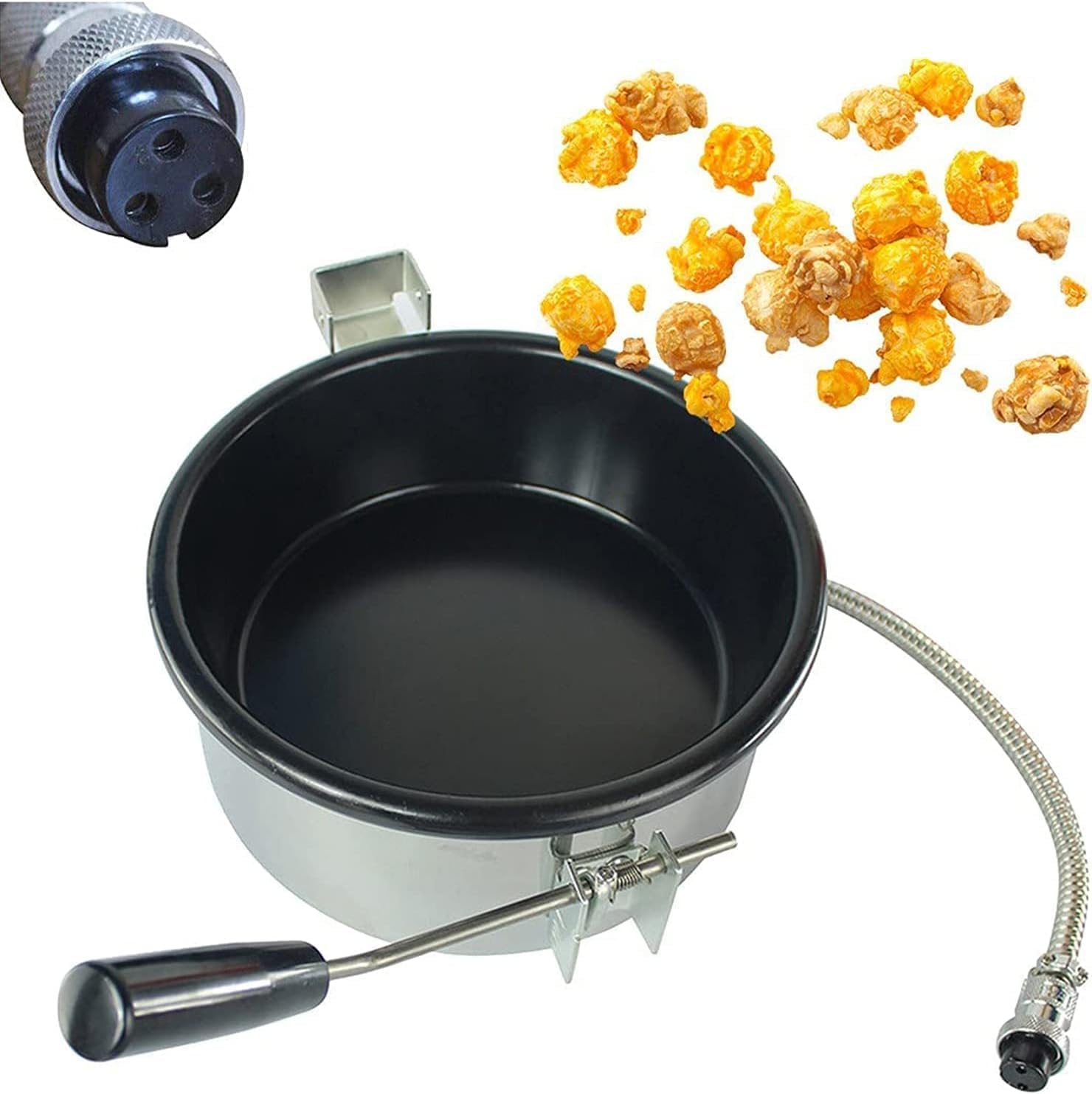 Popcorn Machines, Hot Air Popcorn Machine Accessories, Hand Cranked Electric Popcorn Manufacturer Parts Pot, Anti-Scorch Pan, Easy to Clean,3 Holes-25mm