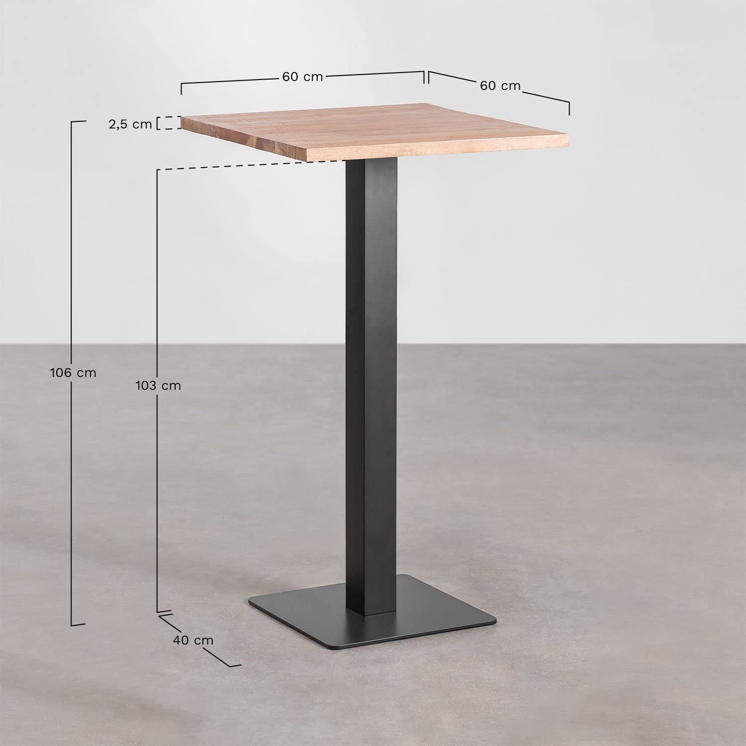 SKLUM Quadratischer Stehtisch aus Akazienholz Ristretto ︎ 60 cm SCHWARZ