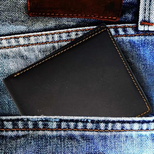 HIDO Wallet for Men with Multiple Card Slots,Slim Genuine Leather Bifold Zipper Money Porket2