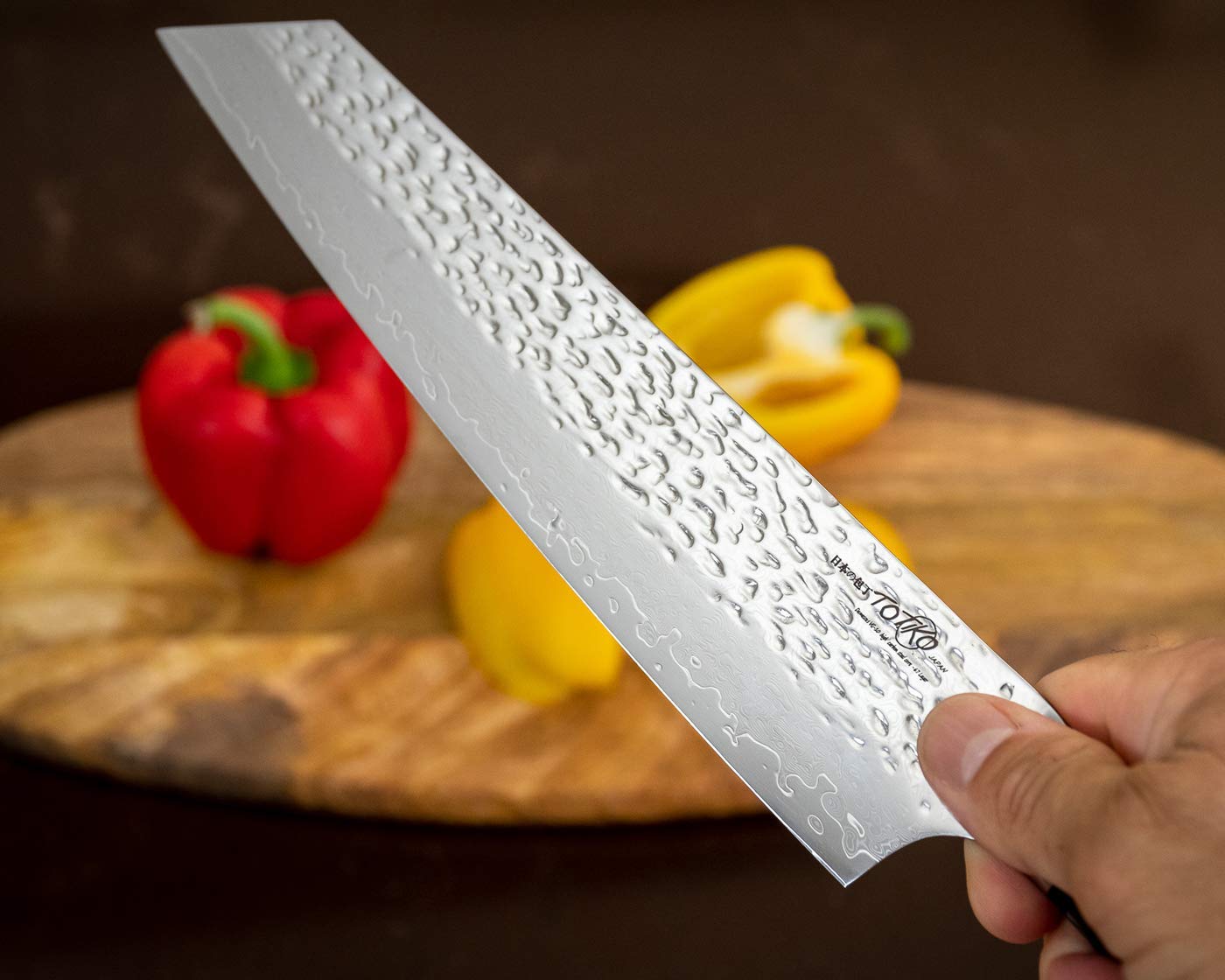 Chef Knife Professionale in Acciaio Damasco, Coltello da Cucina Professionale Giapponese, Lama da 23,5cm, Manico in Resina G-10, Coltello da Carne, Pesce, Verdura - Kusonoki Japan Knives