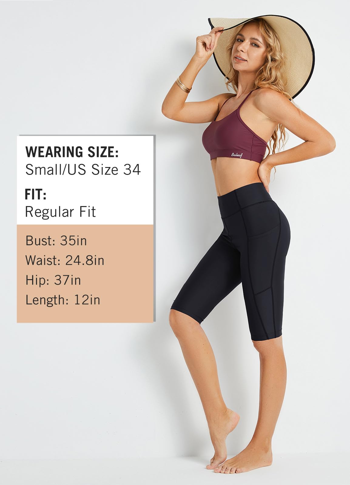baleaf Pantalones Capris de natación con Bolsillos Shorts de Surf para Mujer Shorts de Baño UPF50+