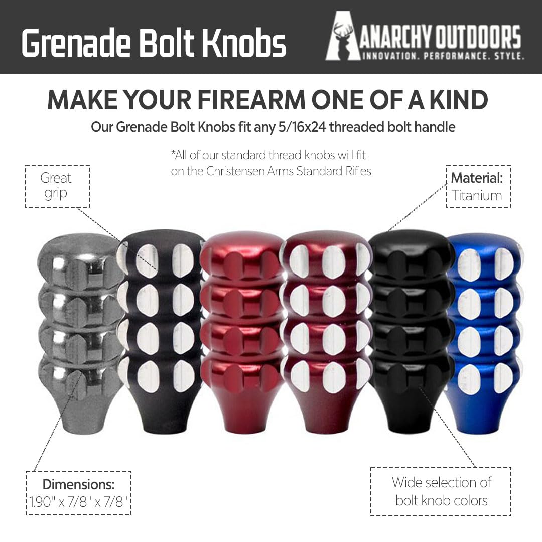 Anarchy Outdoors | M6x1 Bolt Knobs | Grenade - Black