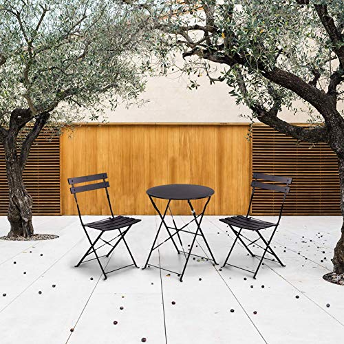 Grand patio Premium Frame Patio Bistro Set, Folding Outdoor Patio Furniture Sets, 3-Piece Patio Set of Folding Patio Table and Chairs, Black