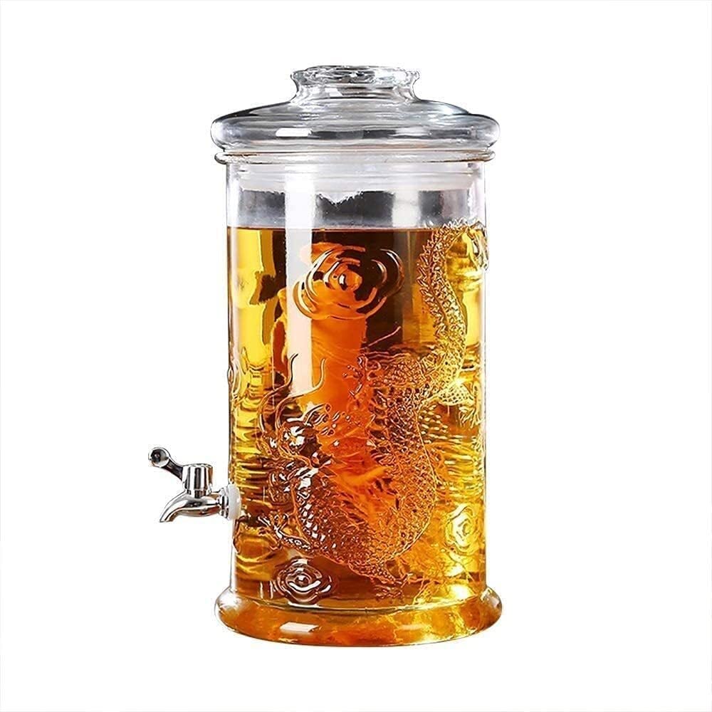 Beer Dispenser With Faucet, Beverage Dispenser 7.5L/9L Glass Cold Beverage Dispenser, Beverage Dispenser With Leak Free Nozzle(9L)