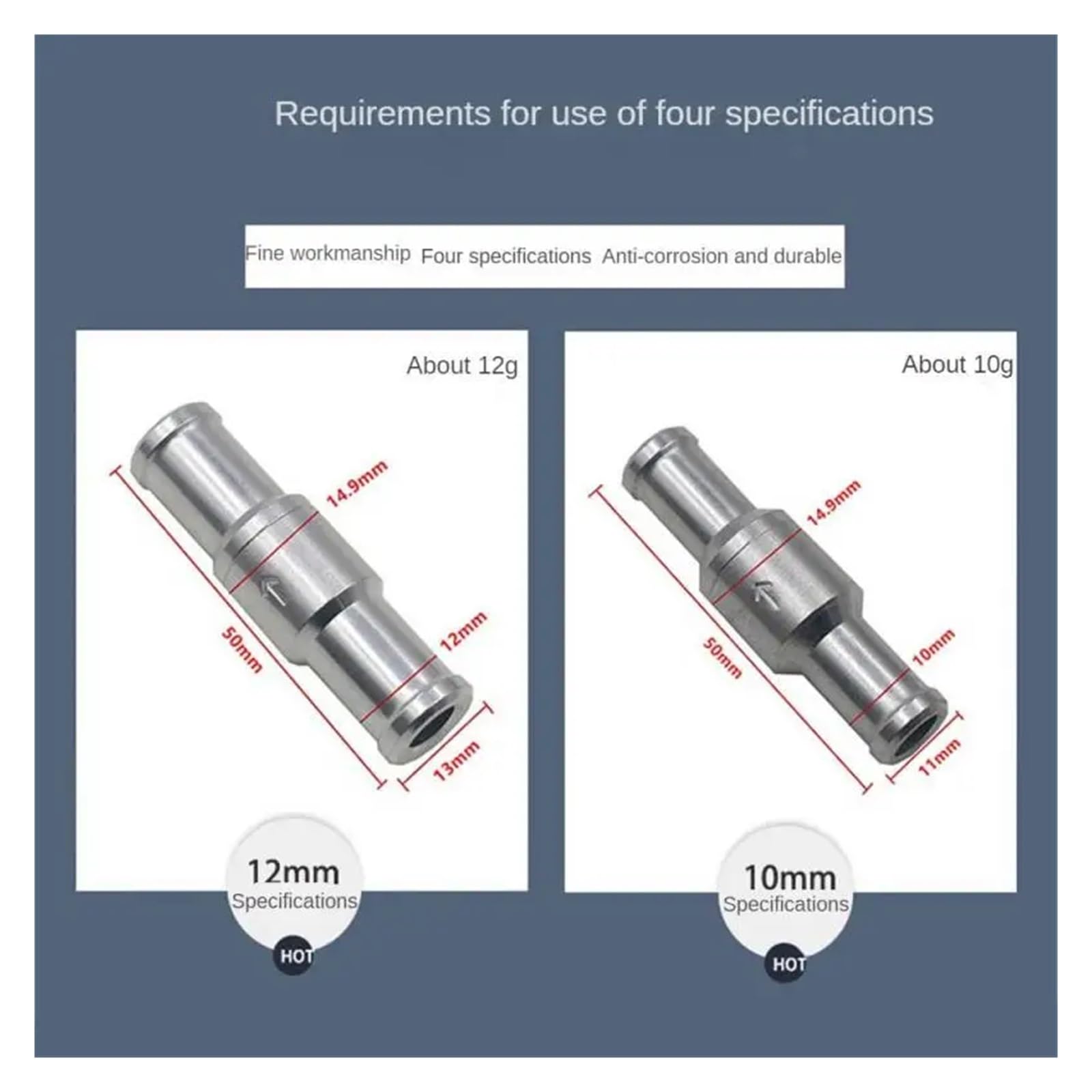 Zawór zwrotny paliwa, Stop aluminium, benzyna wysokotemperaturowa(8mm)