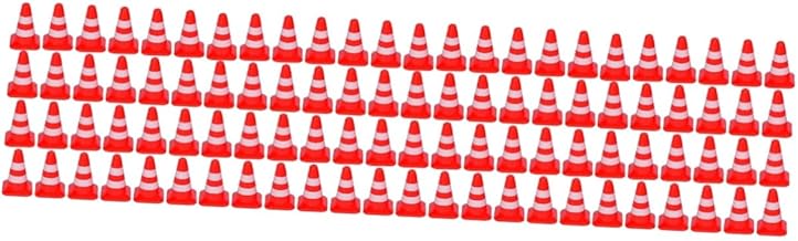 BESTOYARD 120 Peças Adereços De Simulação De Bloqueio De Estrada Ornamentos De Brinquedo Cones De Construção De Estradas Cones De Trânsito Em Miniatura Sinais De Construção Cones De