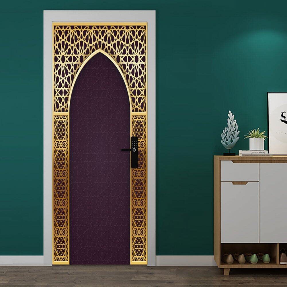 Papier peint de porte autocollant 3D musulman amovible et decalcomanies de porte