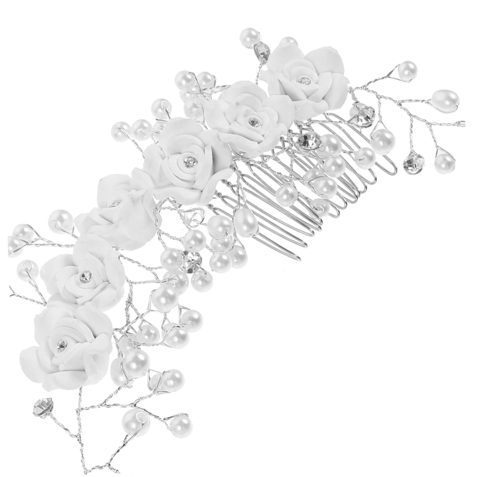 FRCOLOR Cintas para el pelo con perlas y flores, diadema, cinta para el pelo, accesorios para el pelo para el baile de graduación, diademas para el pelo para la novia, flores para el pelo, para mujer,