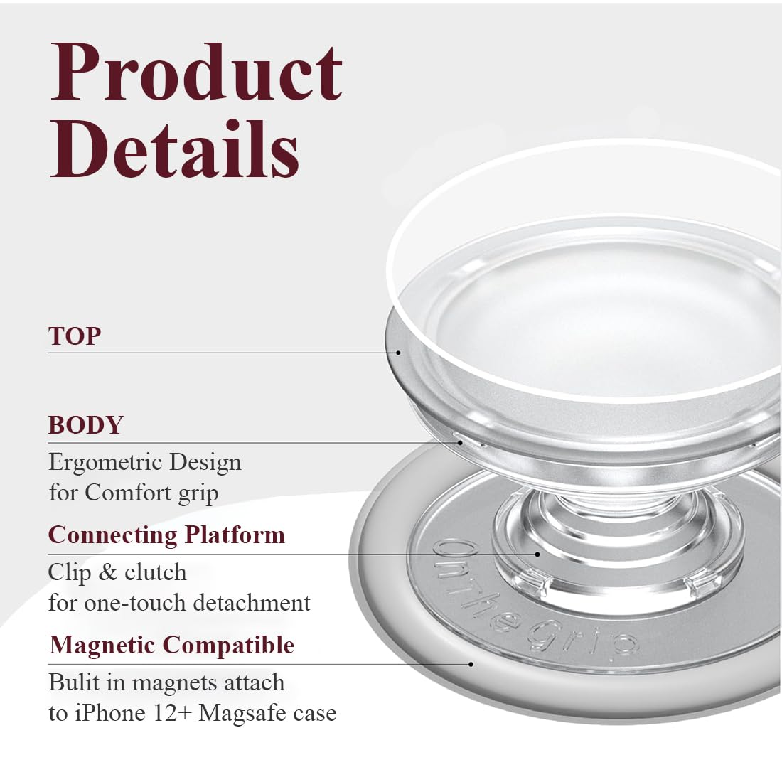 Supporto Kindle Magnético a Cuore con Impugnatura e Stand Piegabile per Smartphone/Tablet/Kindle