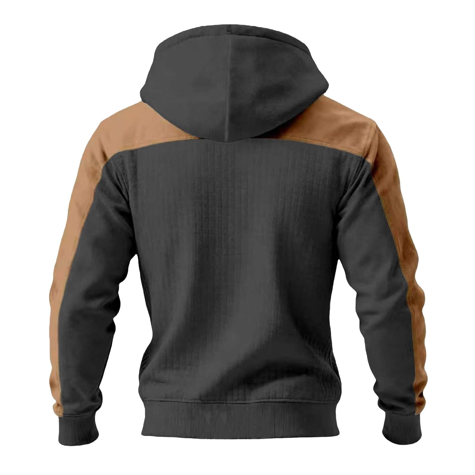 Felpa con cappuccio da uomo in finta pelle patchwork capispalla | Felpa con cappuccio con zip da uomo UK design patchwork a contrasto Comfort Fit uso quotidiano regolabile con coulisse