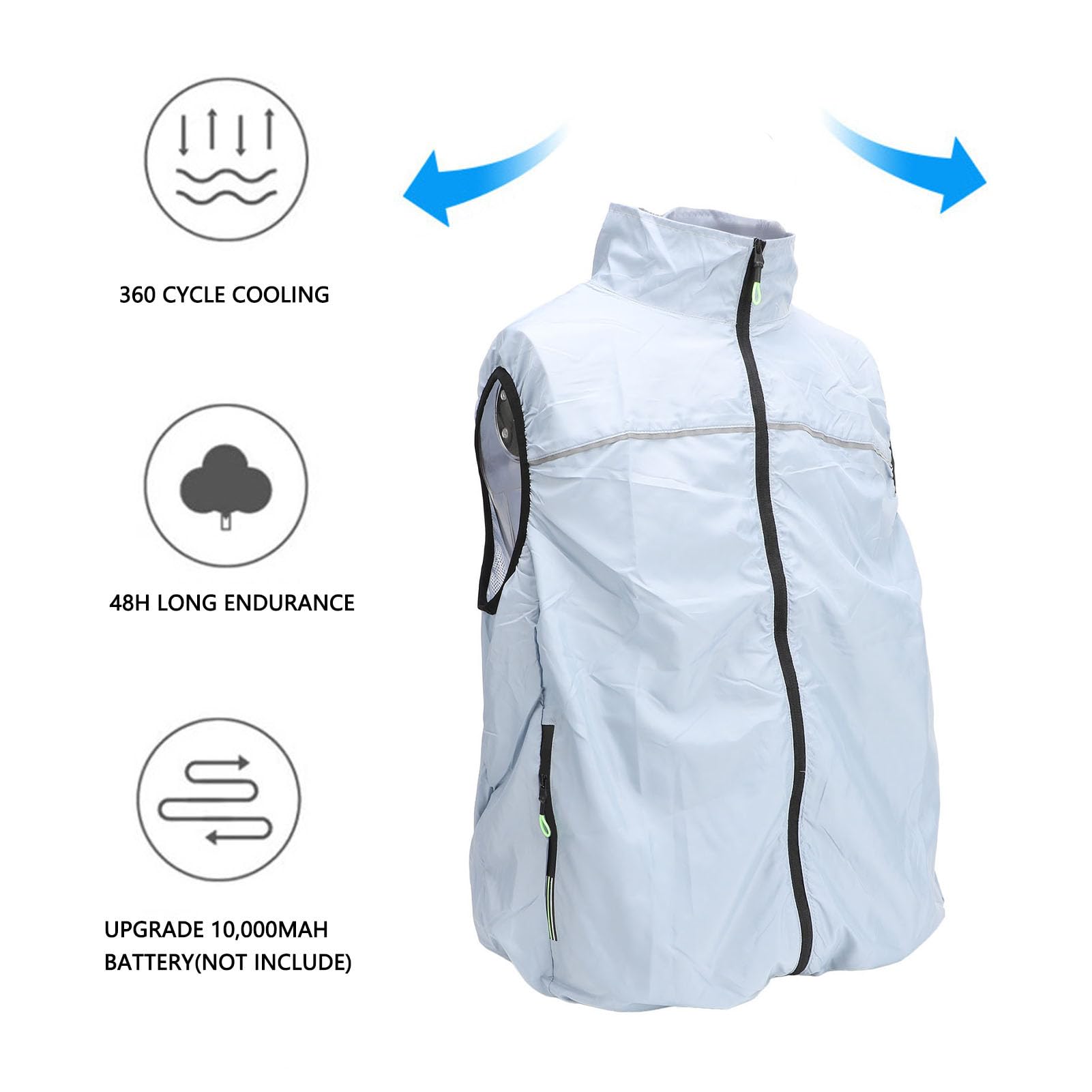 Klimatisierte Arbeitskleidungsweste mit Ventilator, USB-Stromversorgung, Sommerkühlung, Arbeitsschutz, 3 Stufen, verstellbar, Unisex