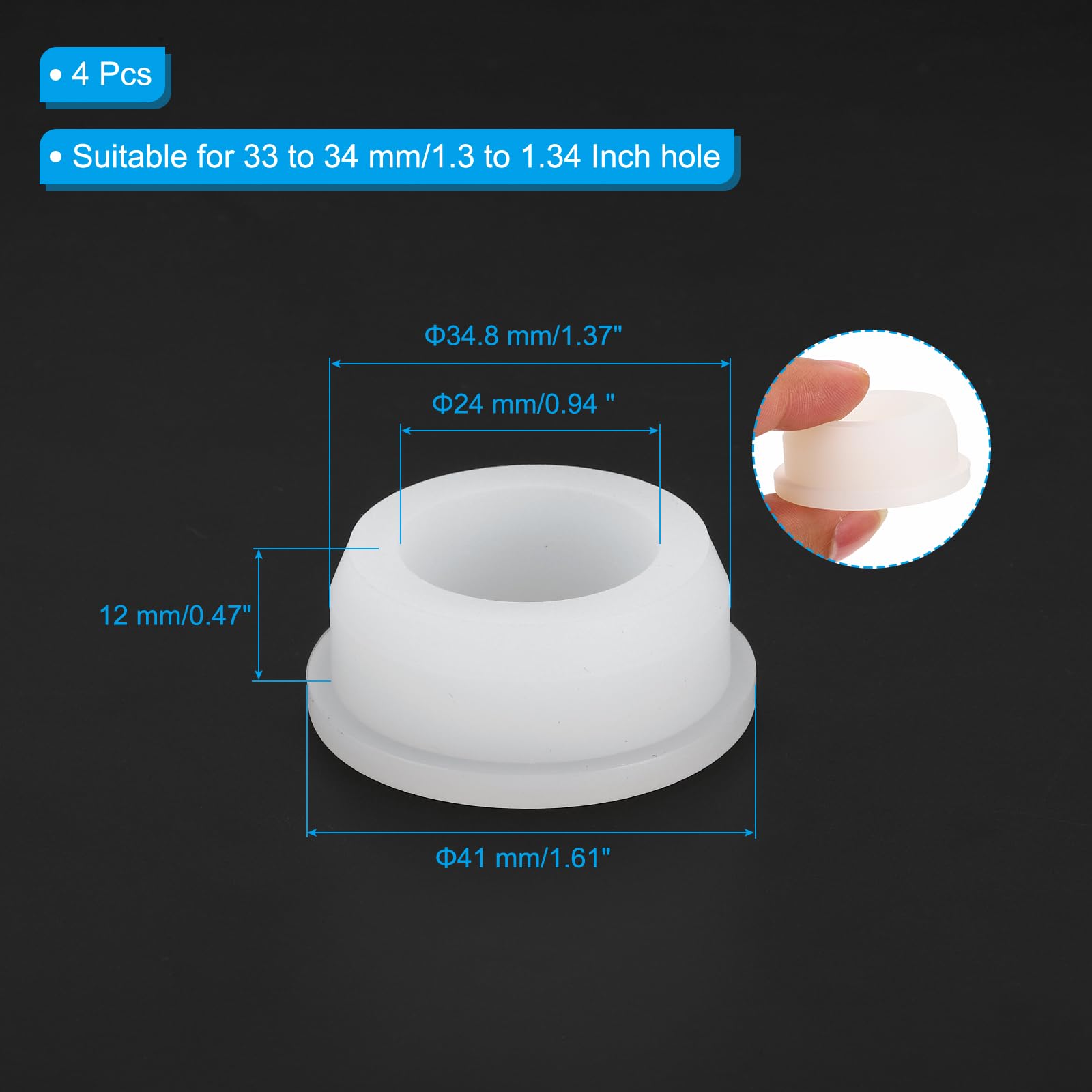 Cache Trou Plastique 12mm Bouchons Trou Blanc QUARKZMAN 12mm - 4 Pièces En Silicone, Étanches, Résistants à 250°C Bouchon Trop Plein Lavabo