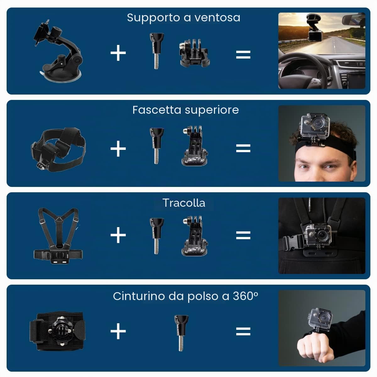 MMOBIEL Kit accessori 50 in 1 per action camera, compatibile con GoPro Hero 11 10 9 8 7 6 5 4, GoPro Max, Fusion, DJI Osmo Action, AKASO, Insta 360, ecc. - Include supporto per fotocamera d'azione,