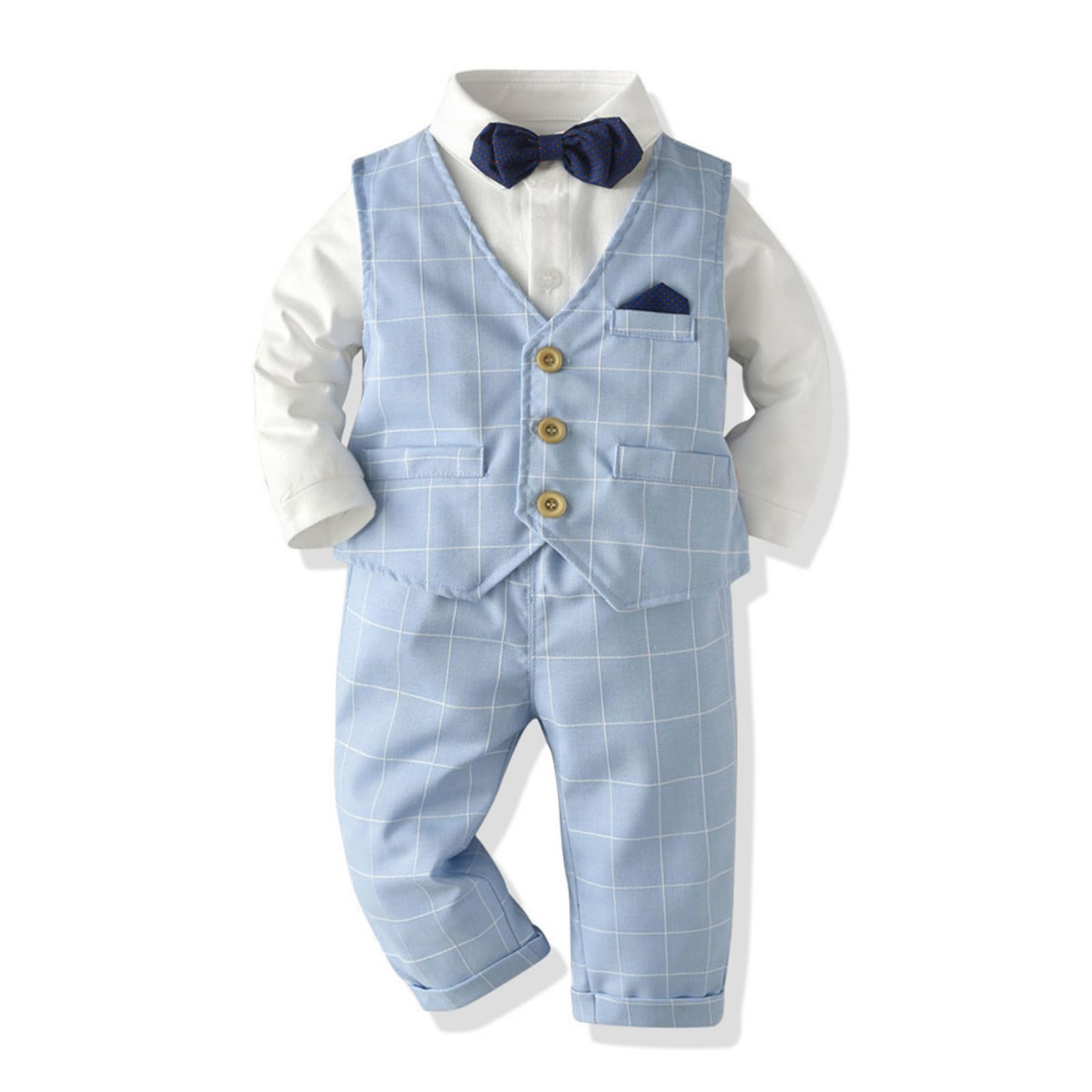 Volunboy Completo Elegante Bambino Camicie + Papillon + Gilet + Pantaloni, Ragazzo Abbigliamento 4 Pezzi Gentleman Cerimonia Nozze