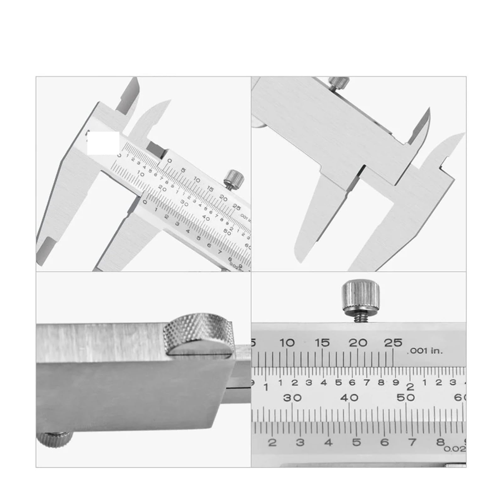 Calibrador Vernier de acero inoxidable 6" (0-150 mm, 0-200, 0-300, 0,02 mm) Calibradores metálicos Herramientas medición(0-150mm 0.02mm)