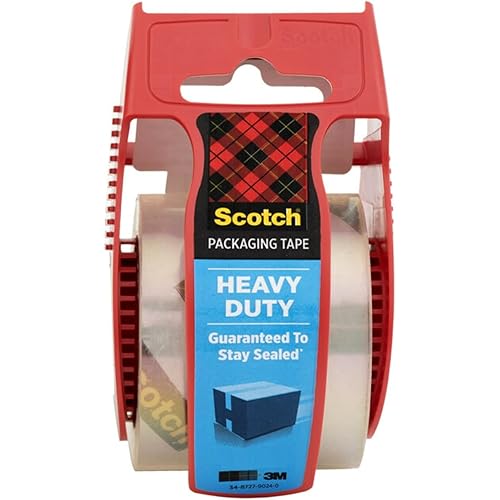 Scotch Heavy Duty Shipping Packaging Tape, 1.88" x 27.7 yd, Great for Packing, Shipping & Moving, Clear, 1 Dispensered Roll (142L)