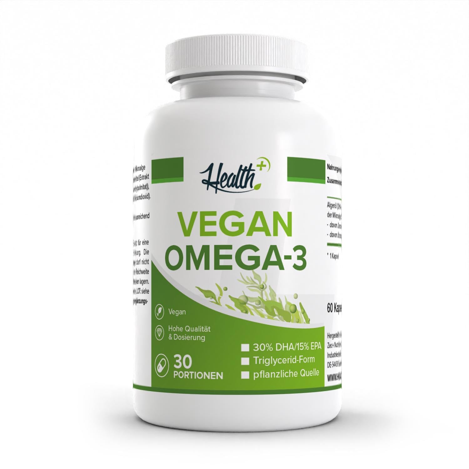 Zec+ Health+ Vegan Omega-3 Kapseln - Algenöl TG-Form, Unflavoured, 60 Kapseln (6er Pack)
