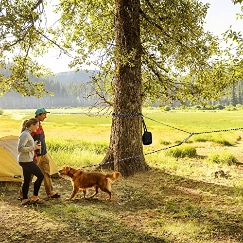 Campingzubehör für Hunde, Auslaufkabel für Camping, 15,2 m, tragbares Trolley-System mit 3 m Laufleine für Hunde bis zu 90 kg, tragbare, reflektierende Hundeleine für Hof, Park und Outdoor, Blau