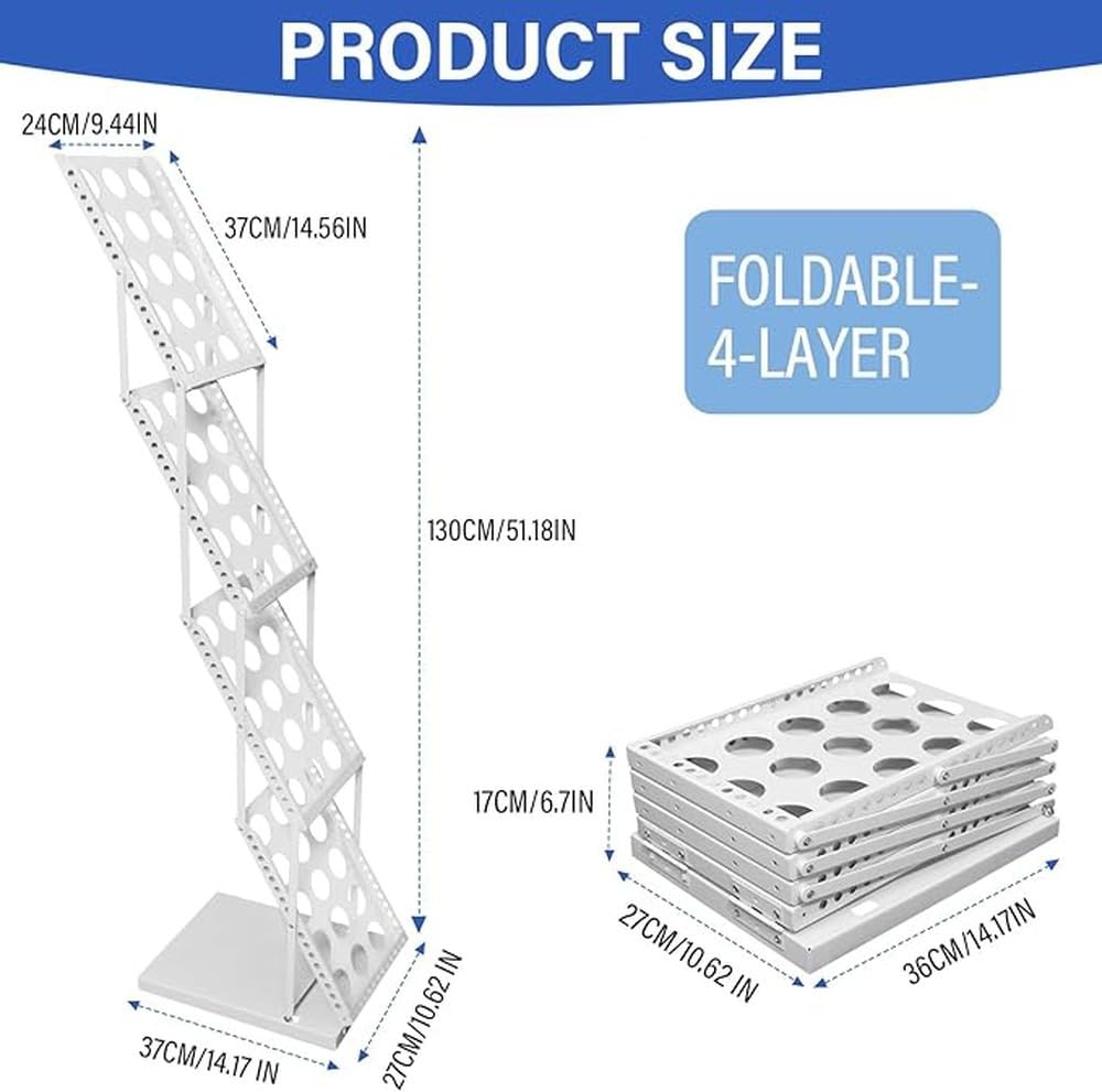 Porte-revues pliable en fer, porte-journaux à plusieurs,blanc