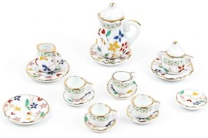 AUEAR 15-Piece Miniature Porcelain Tea Set: Enchanting Tea Parties in a World of Miniatures