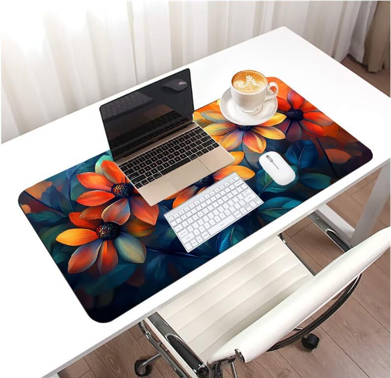 Tapis de souris XXL jaune Fleur G1-878 idéal pour illuminer votre bureau de télétravail