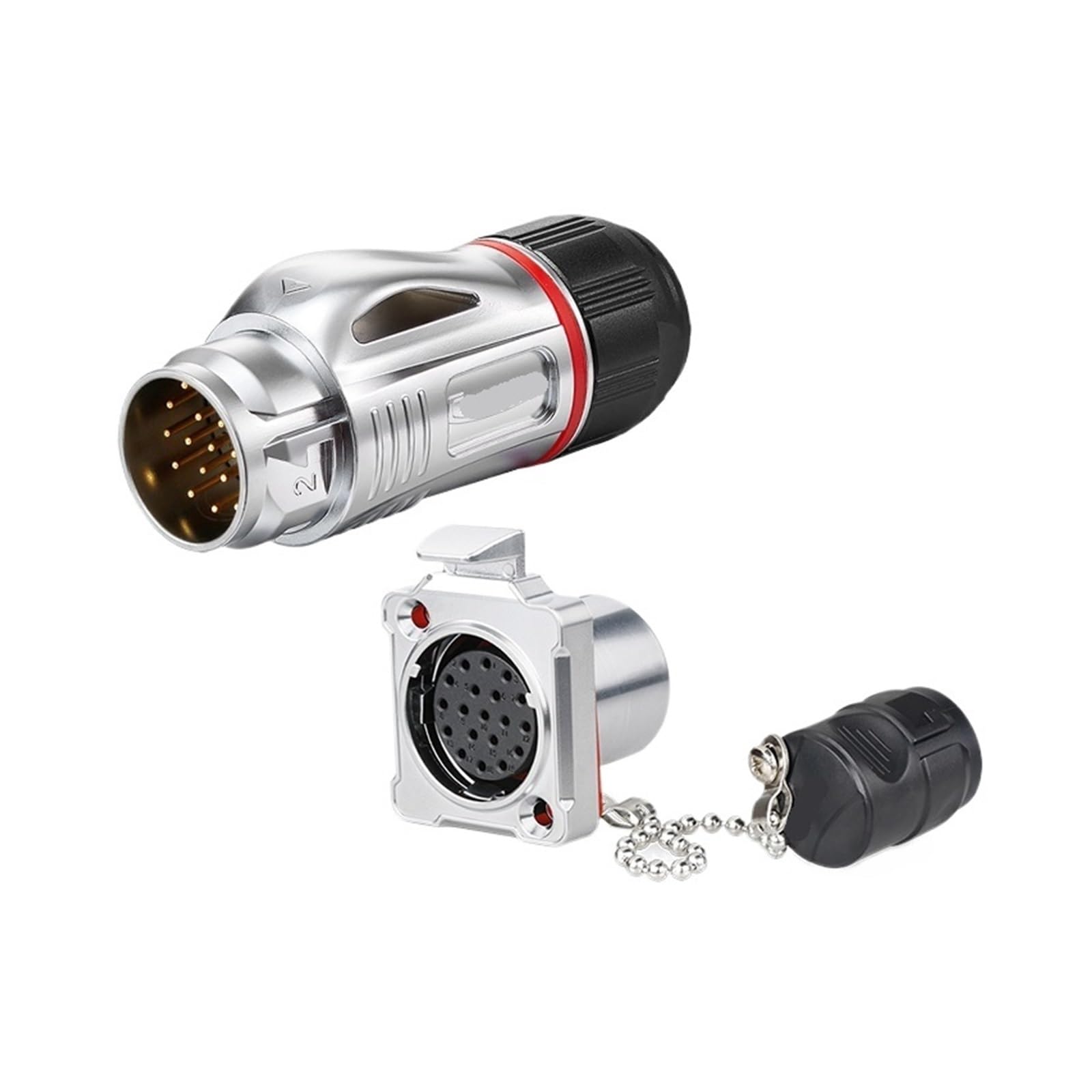 QAZXSEMUI Aviation plug 19-pin BD24 male and female industrial connector waterproof(Flange formal wear)