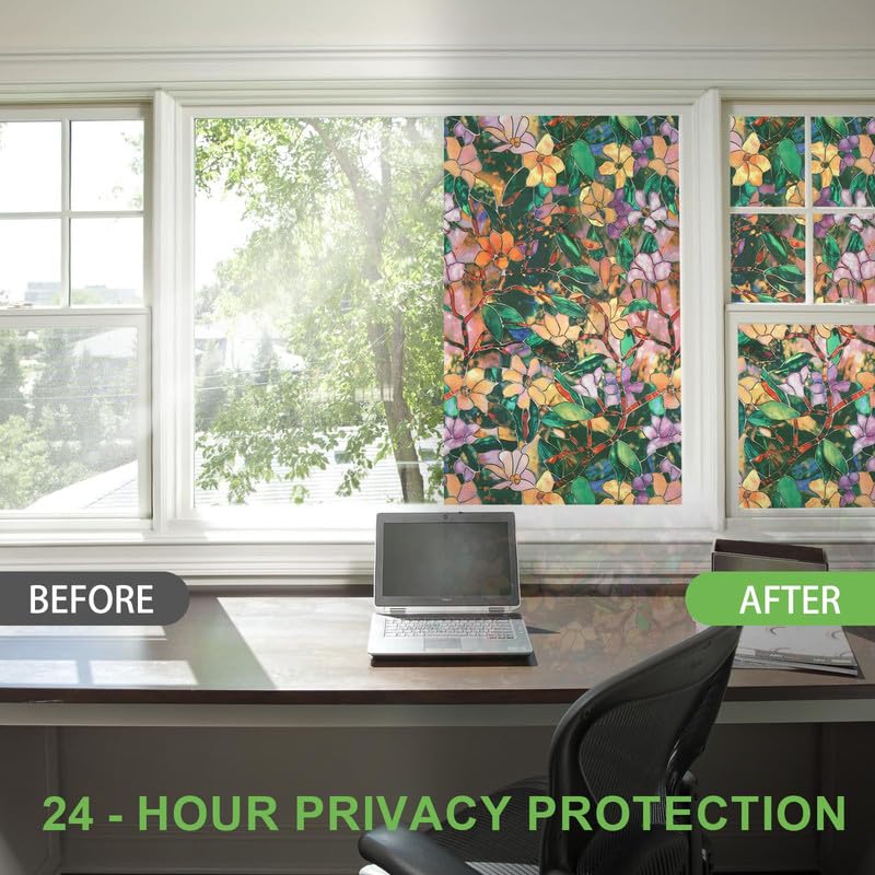 Image of WOO Home Frosted Glass Window Film & Stickers (24 X 200 INCH) Privacy Window Cover for Home & Office - Easy Apply, UV Protection, Removable Decorative Film (F2 Frosted Film | 2 X 17 SQFT)