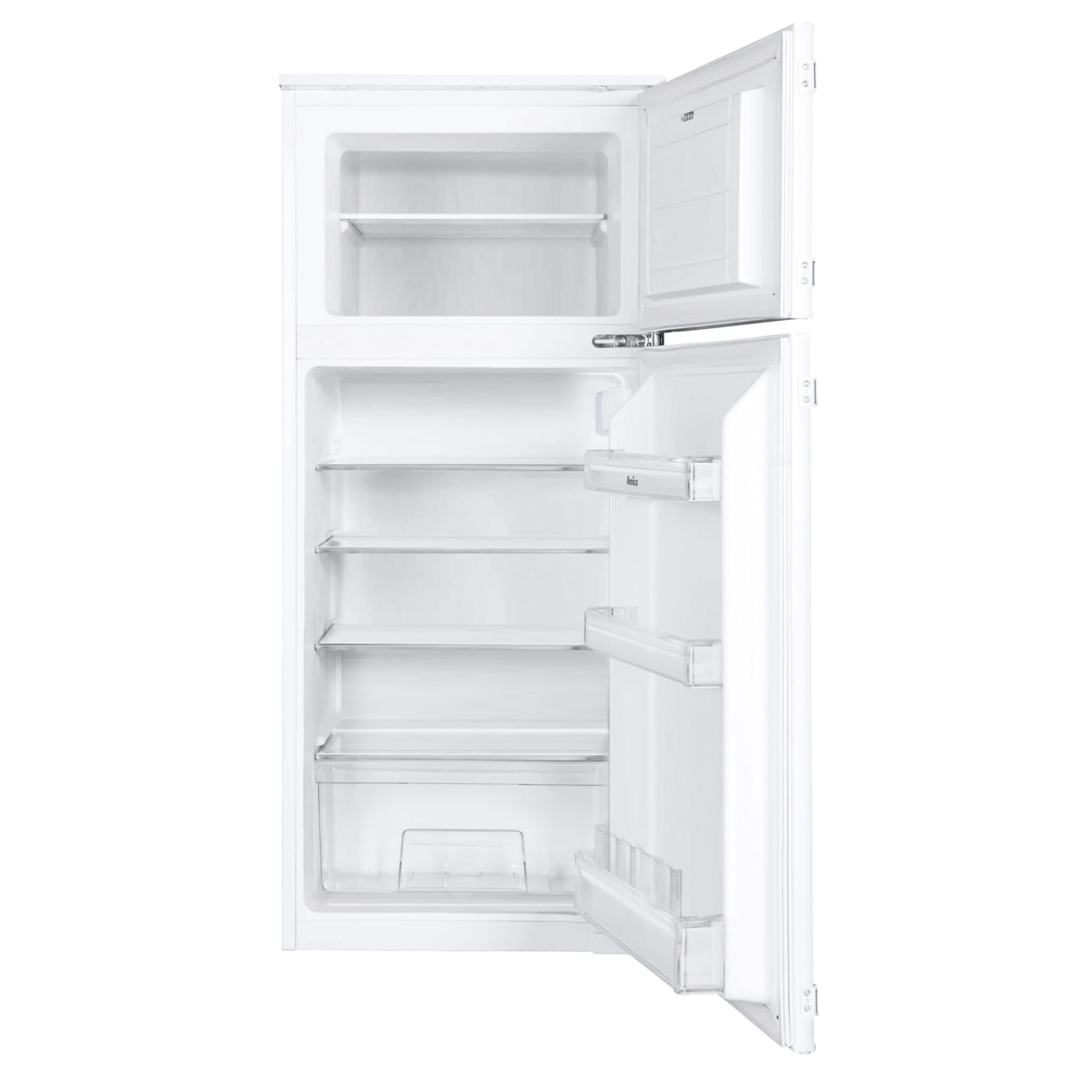 Amica Einbau Kühl Gefrierkombination Doppeltür mit Gefrierfach oben für 122 cm Nische, Schlepptür-Technik, Inverter Kompressor, elektronische Steuerung, Tür-Offen-Alarm