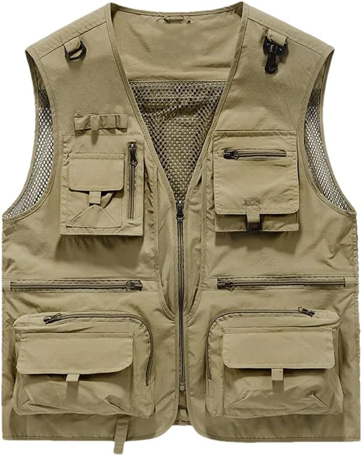 Men's Solid Color Casual Pocket Patchwork Outdoor Workwear Vest