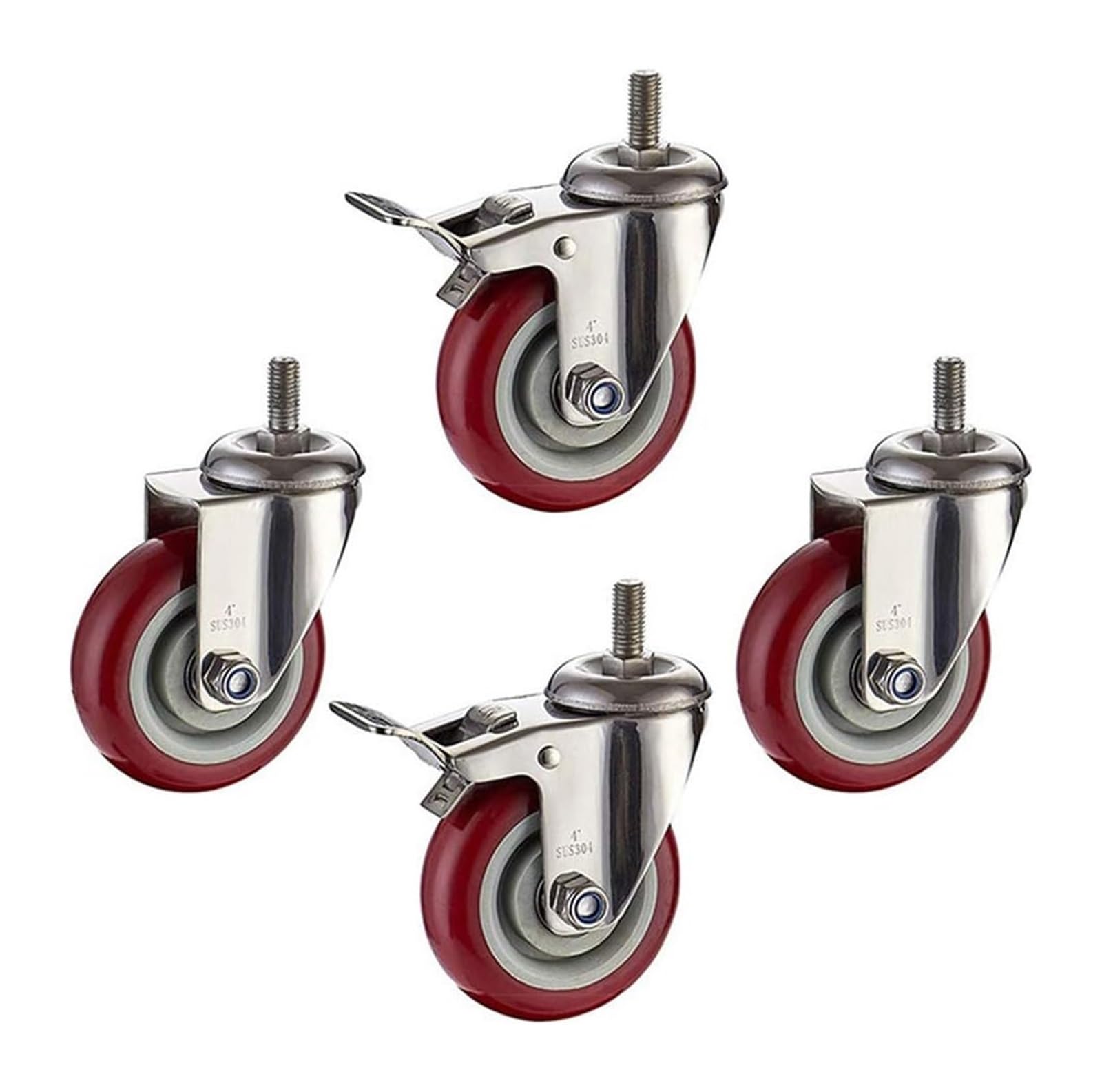 Roulettes pivotantes robustes 400 kg pour équiper un chariot de magasin