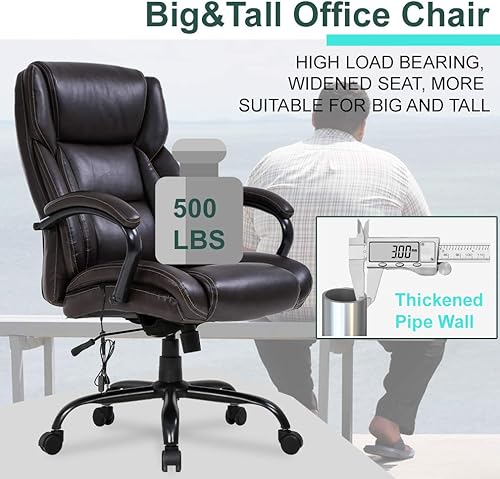 Miniatura 6 de Silla de oficina grande y alta, asiento ancho de 500 libras, silla de escritorio de masaje, silla ergonómica para computadora con reposacabezas