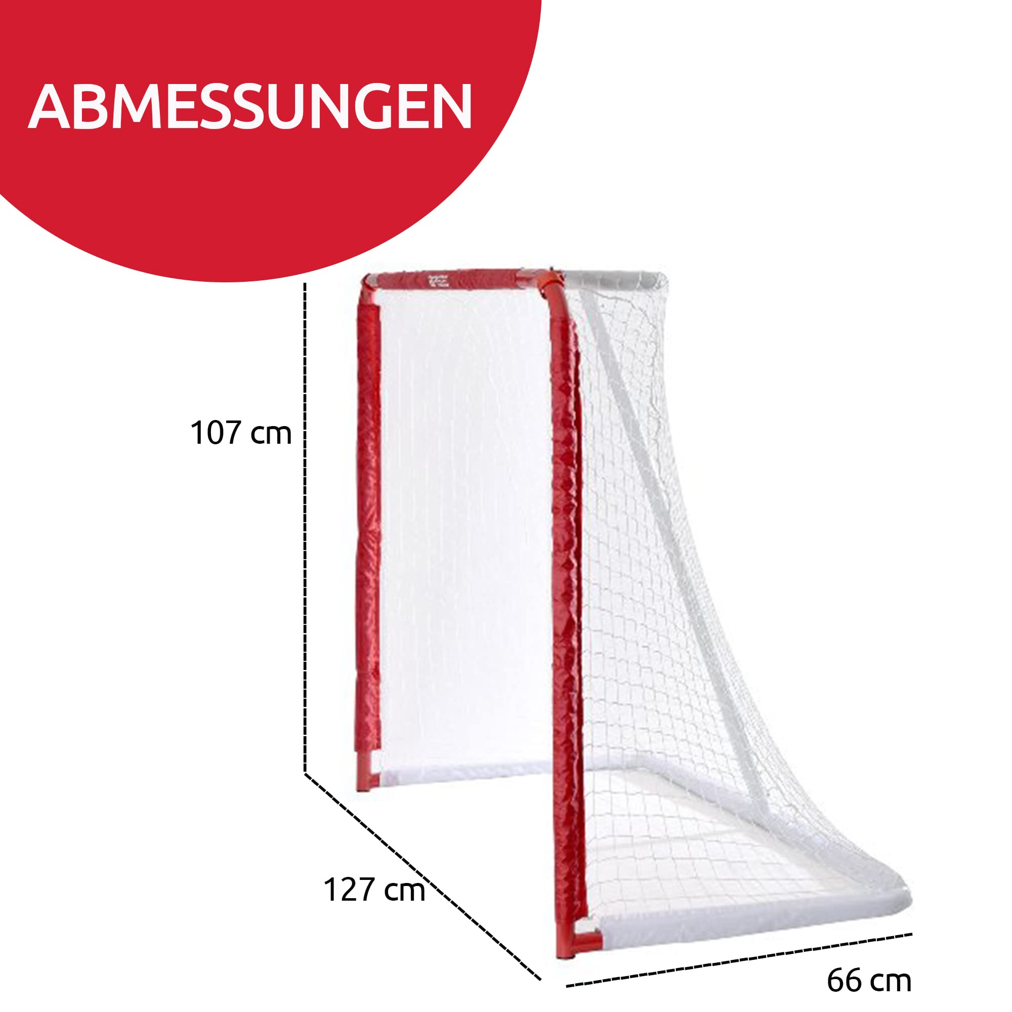 Base Streethockey 50" (127 x 107 x 66) I Pliable I Cadre en métal I Palet Jardin I Bulle de hockey & palcks, rouge et blanc, pouces