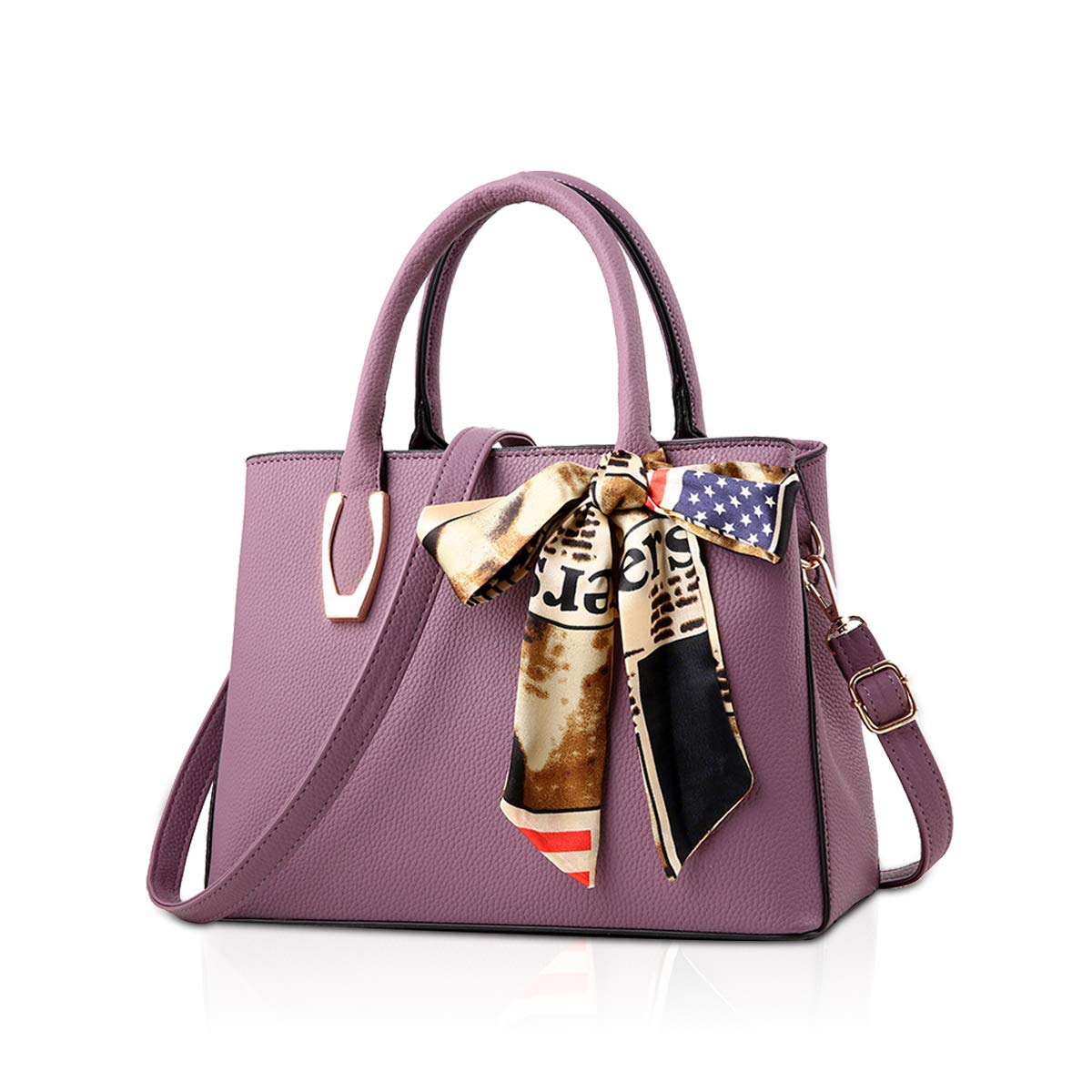 ADITAM - Bolso de mano para mujer, de piel sintética, con lazo, gran capacidad, con muchos compartimentos, color morado