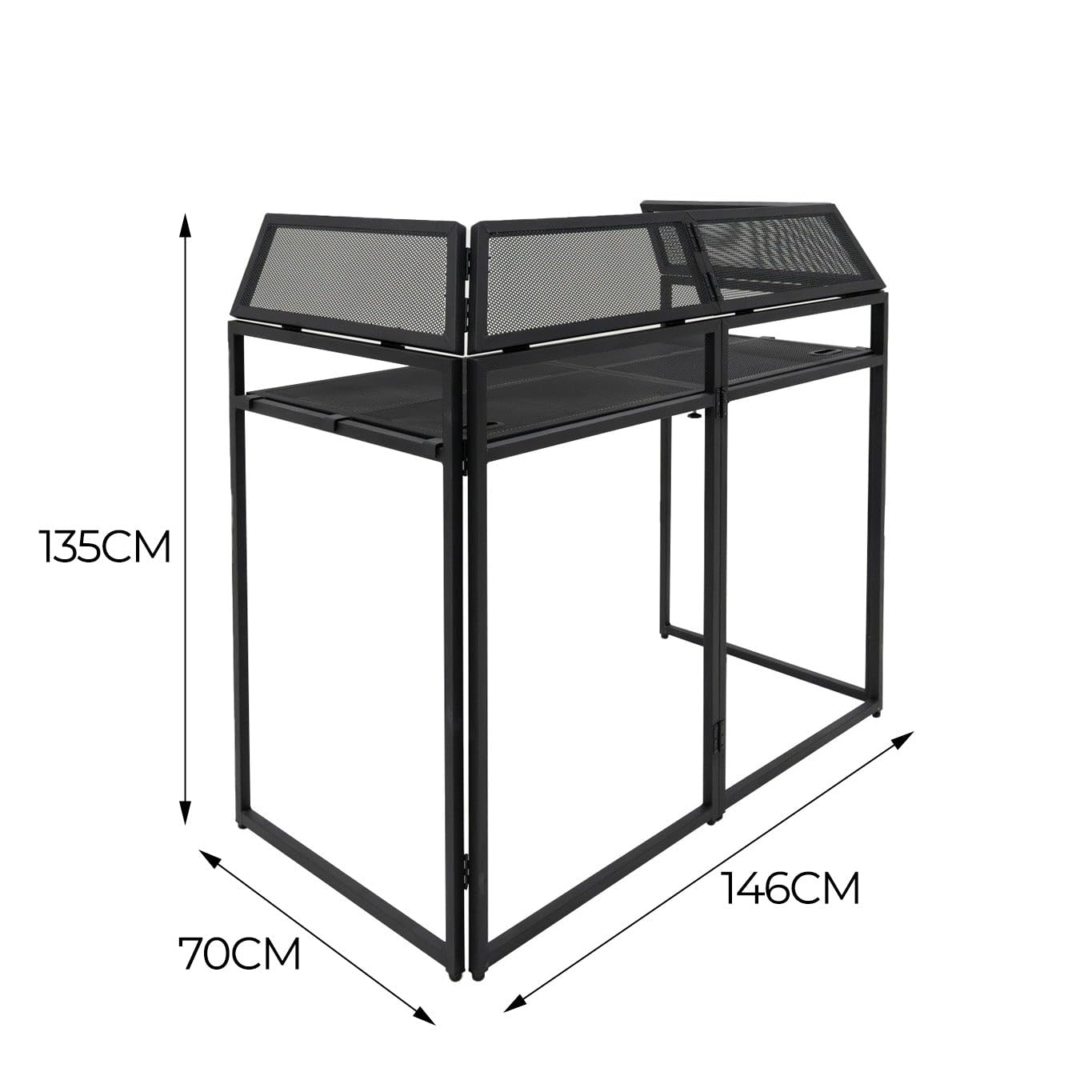 Pieghevole Booth DJ Professionale Struttura Metallica Ripiano Mixer Ampio Coperture Intercambiabili Bianco Nero Ganci Sicurezza Pannelli Mesh Borsa Trasporto