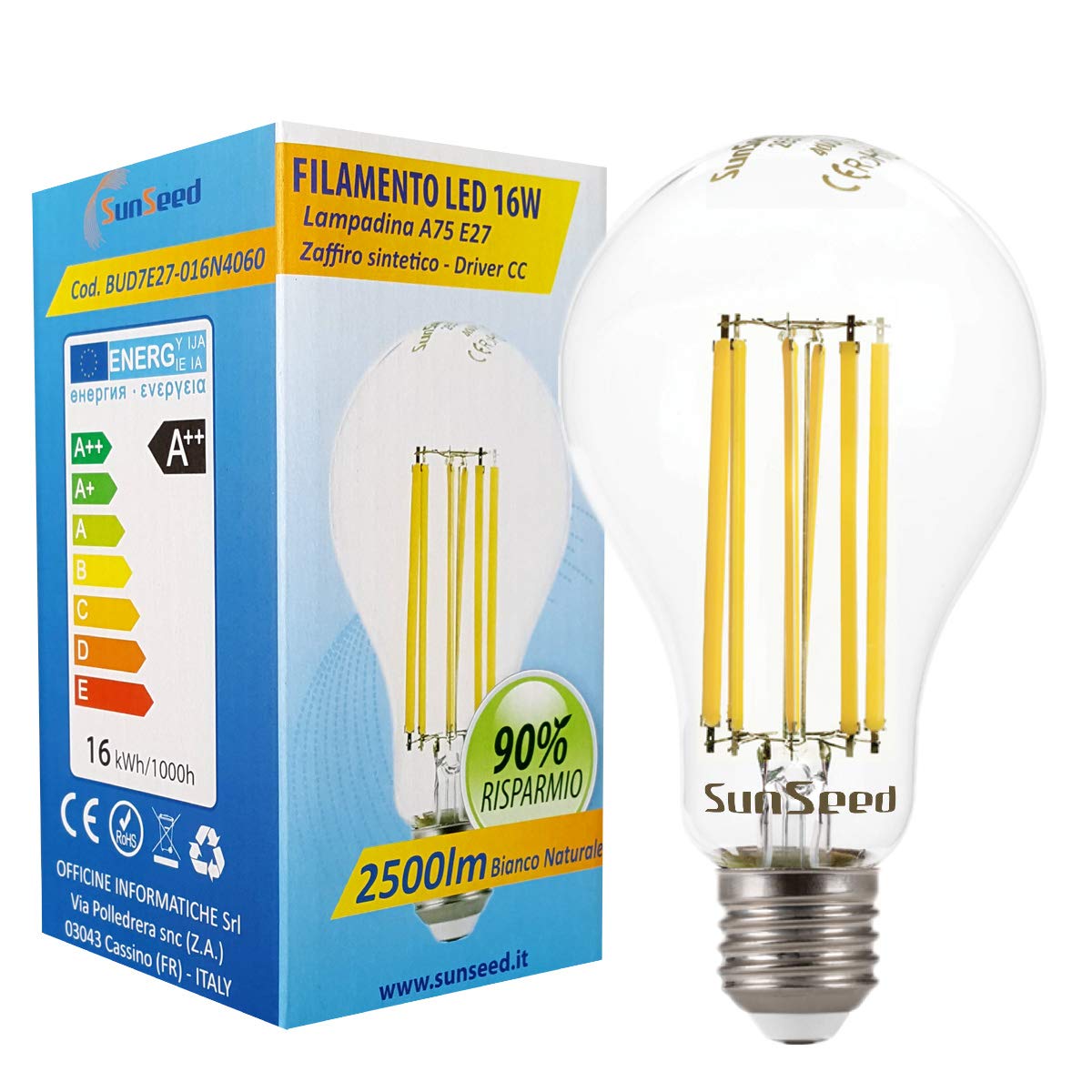 SUNSEED 10x Glühfaden LED classic Lampe E27 16W ersetzt 142W Neutralweiß 4000K