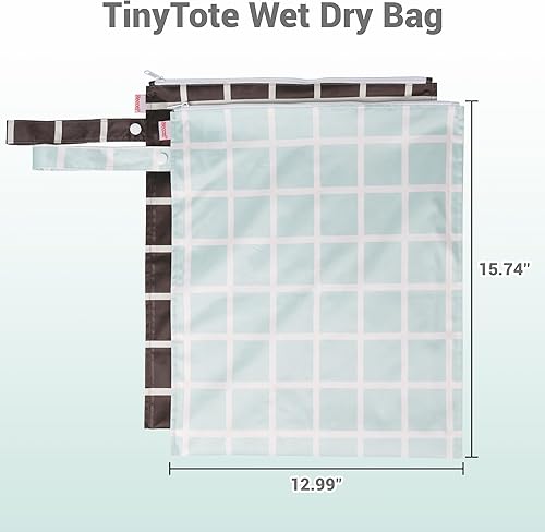 Miniatura 9 de HECCEI Bolsa para artículos húmedos y secos, paquete de 2 bolsas reutilizables impermeables para trajes de baño y ropa de bebé, bolsas húmedas de