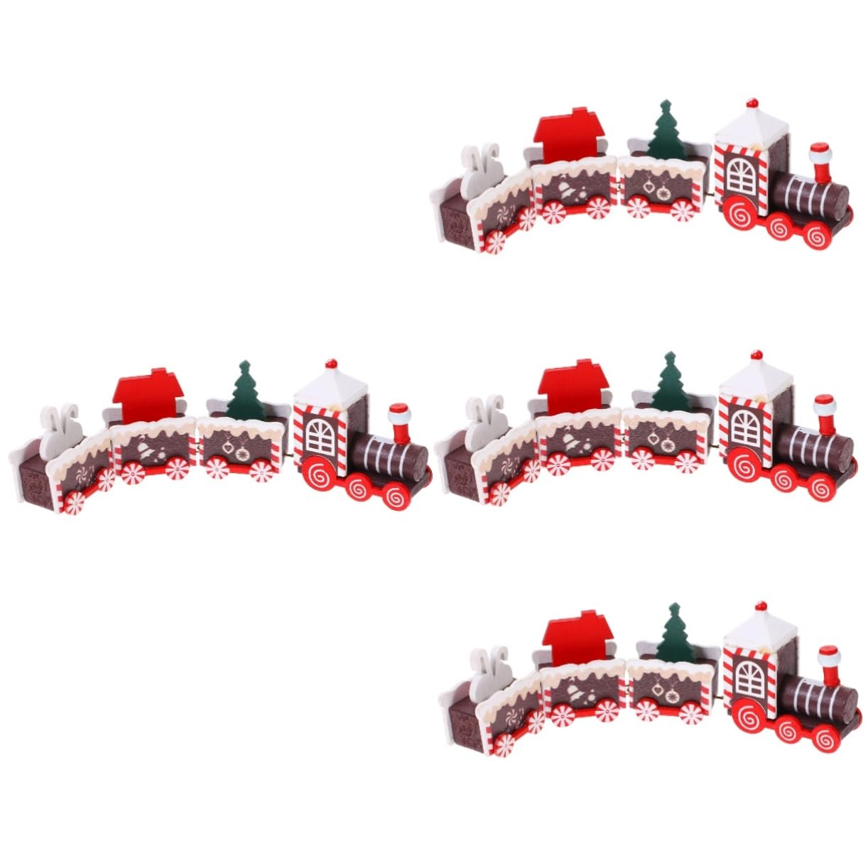 Cabilock 4 Piezas Tren de Navidad decoración Escritorio Trenes navideños decoração Adorno de Navidad Juguetes de Escritorio Manualidades navideñas de Madera Tren de Madera de Navidad