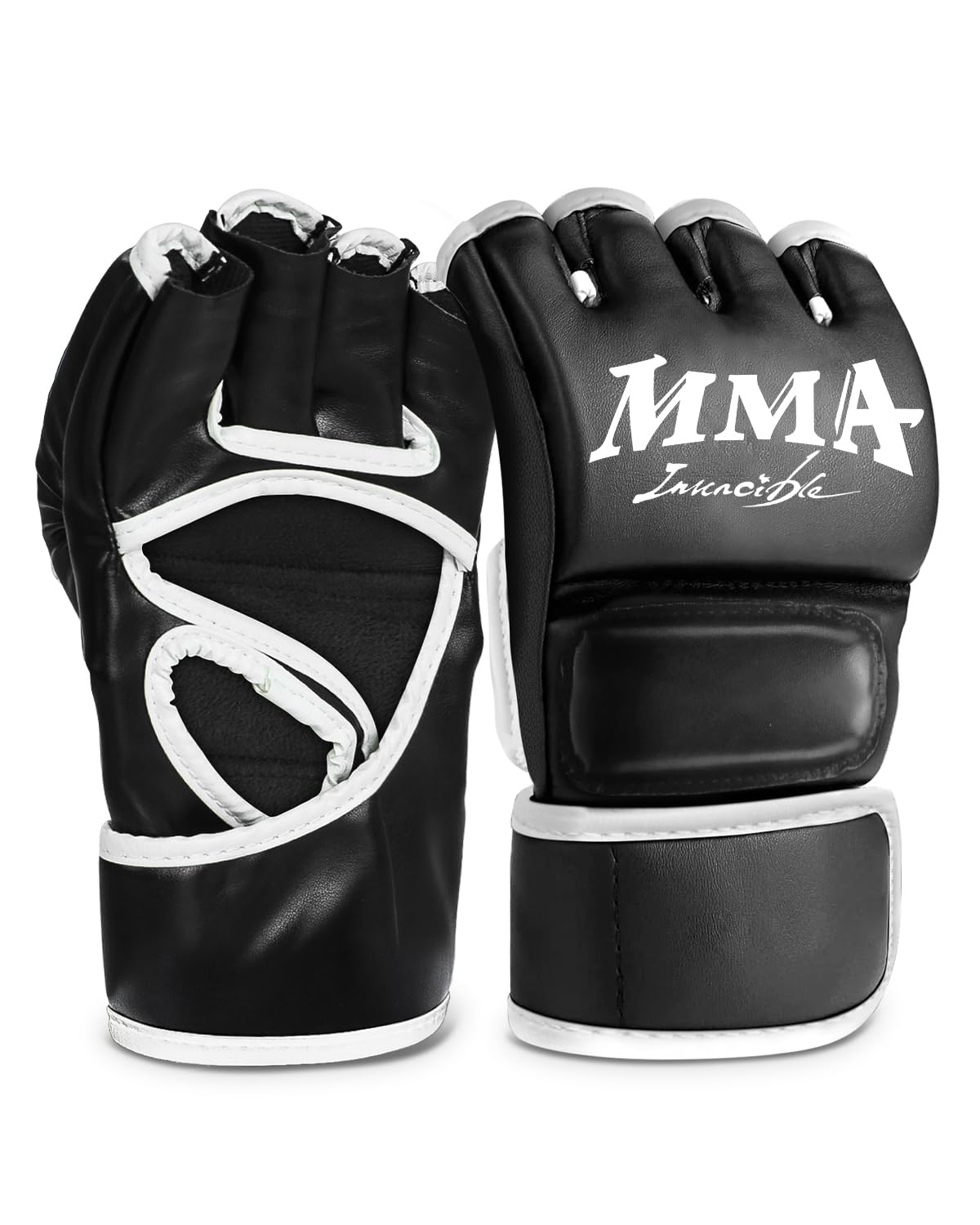Guantillas MMA y Guantes de Boxeo Semidedos Ajustables Transpirables para Kickboxing Entrenamiento