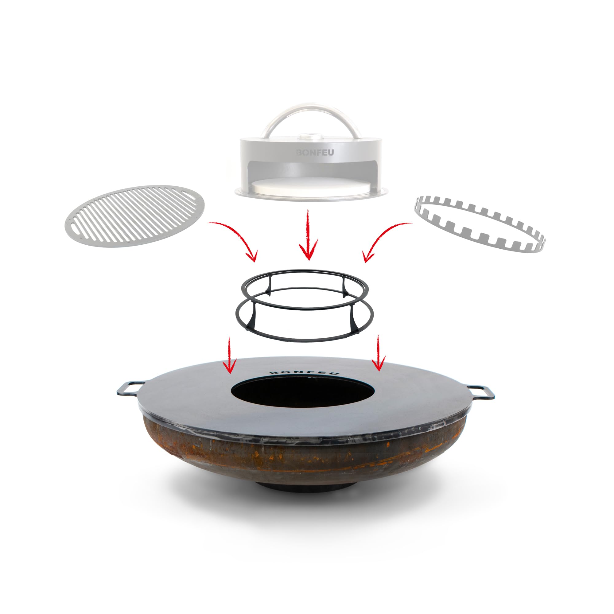 BonFeu Support pour BonPlancha - Acier - Cuisine d'extérieur avec brasero BonFeu (Ø 100 cm)