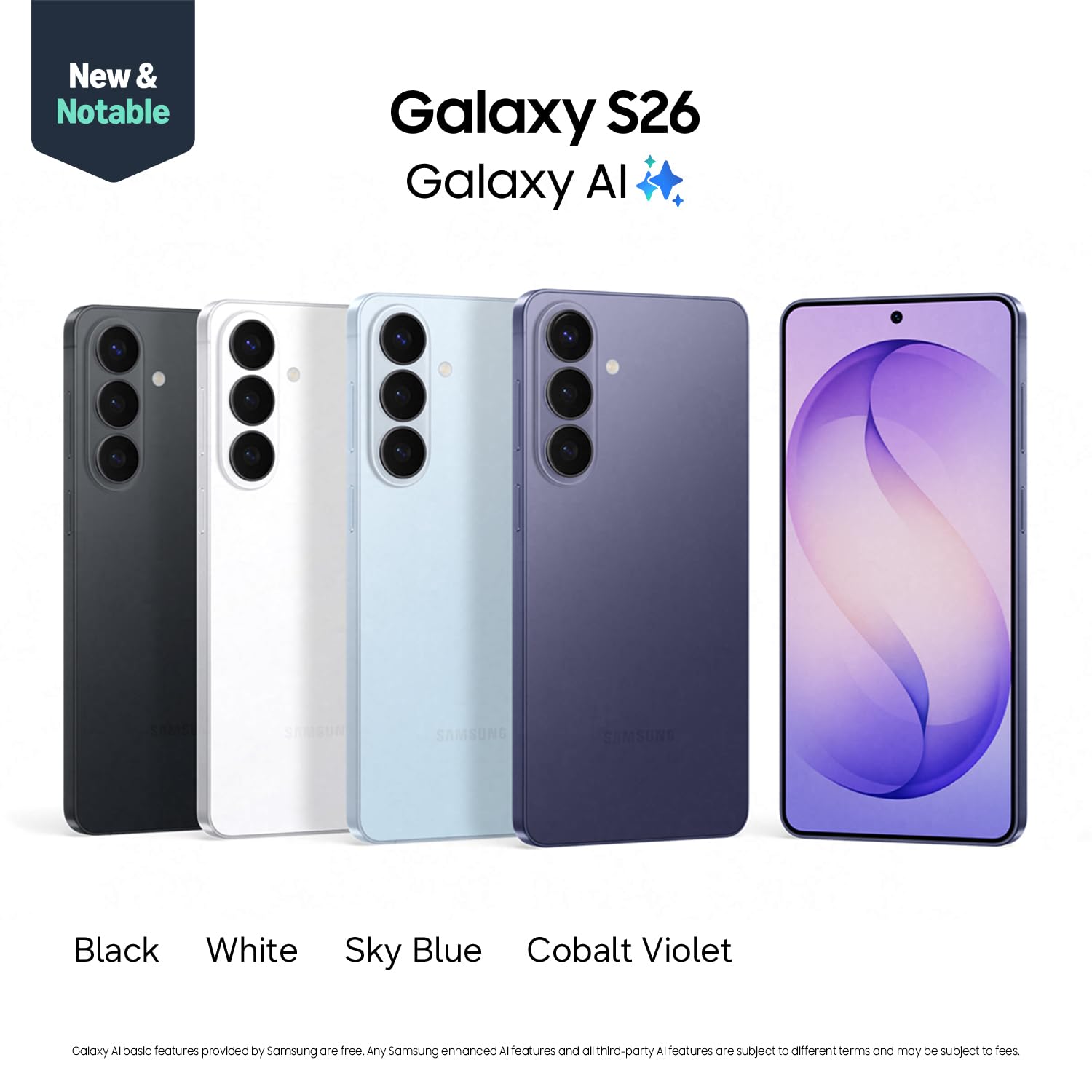 Samsung Galaxy S26, Unlocked Android Smartphone, 512GB, Powerful Processor, Galaxy AI, Immersive Viewing, Durable Battery, 2026, US 1 Year Warranty, Black