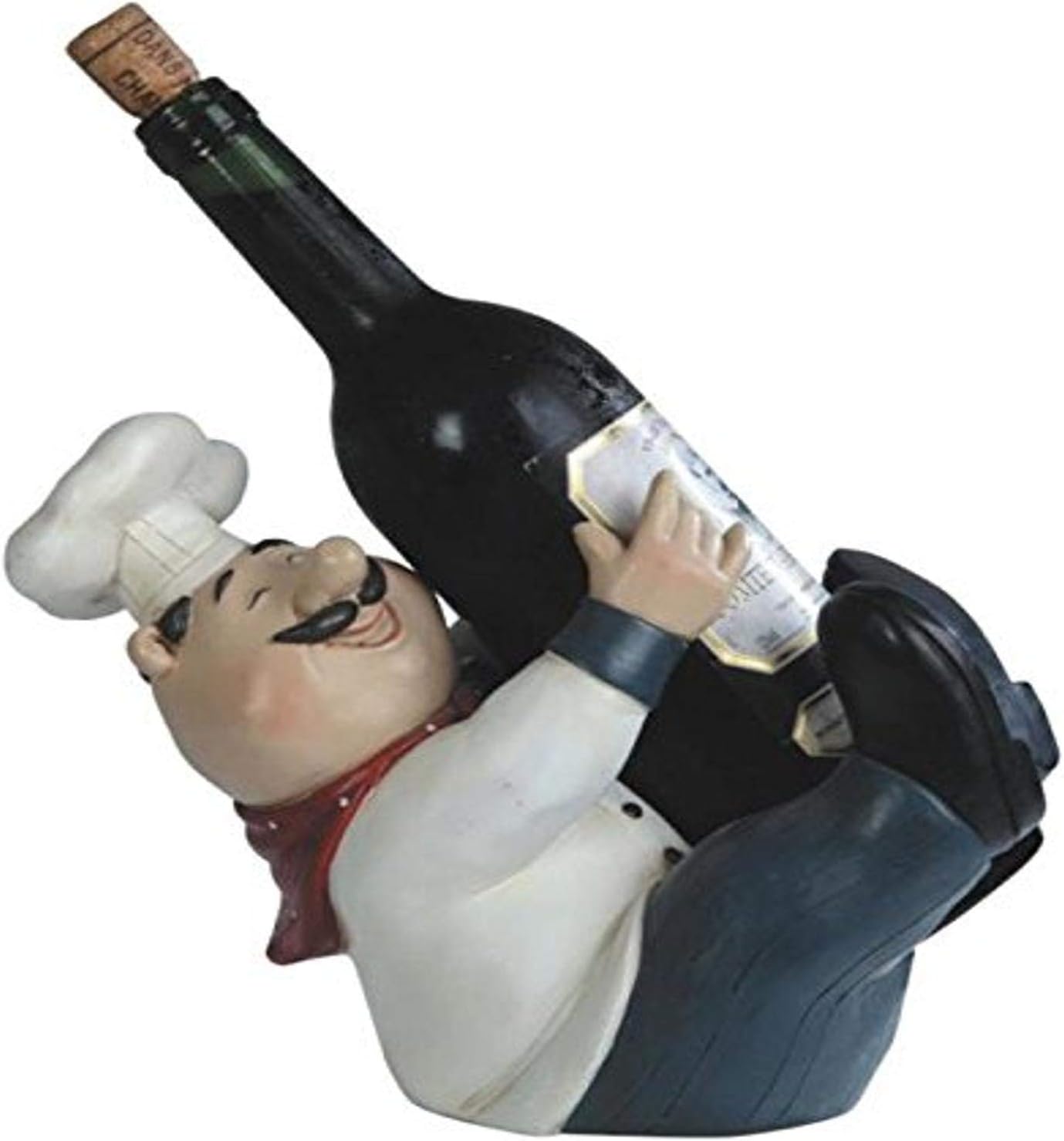 StealStreet Chef Holding A Wine Bottle Figurine, 8"