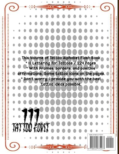 111 Tattoo Lettering Bible: Complete Alphabets Tattoo Book Reference With Vintage, Gothic And Modern Fonts Made Especially For Inspiration, Artists And Ink Lovers #TOP1