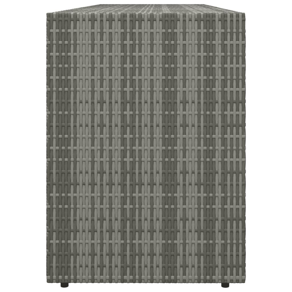 Armario de jardín de 198 x 55,5 x 80 cm, polirratán, color gris, con asas de madera de acacia, estructura de metal resistente para balcón, terraza y taller