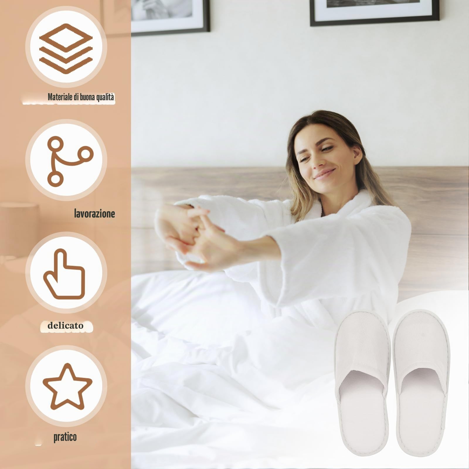 24 paia di pantofole in spugna Terry, pantofole da hotel, set di pantofole bianche per ospiti, pantofole chiuse da 4 mm, pantofole da bagno, pantofole Terry unisex per hotel, salone, spa, casa